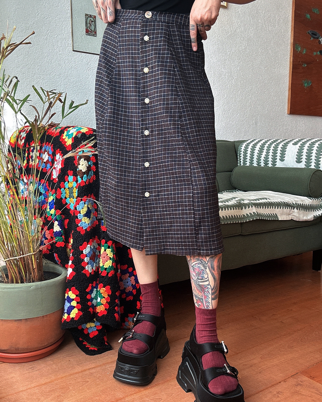 Falda cuadros marrón